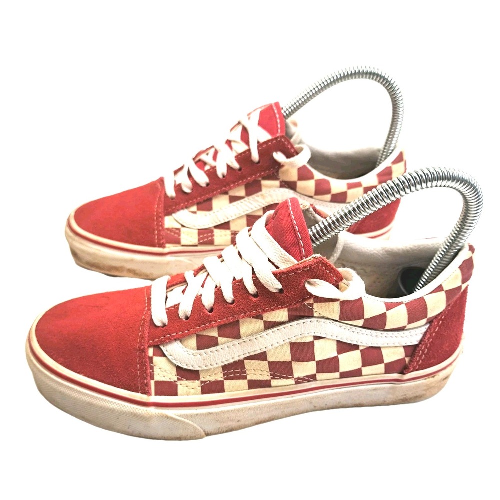 Vans "Primary Check Old Skool" Sneakers (Racing Red/WH) Skate Checkerboard Shoes